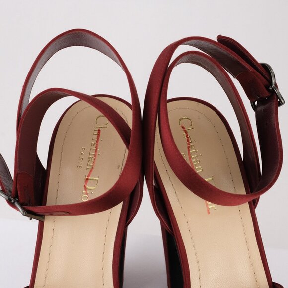 DIOR Muse Dior Satin Platform Heels, Ruby Red, EU 38 / US 8 - Picture 6 of 13